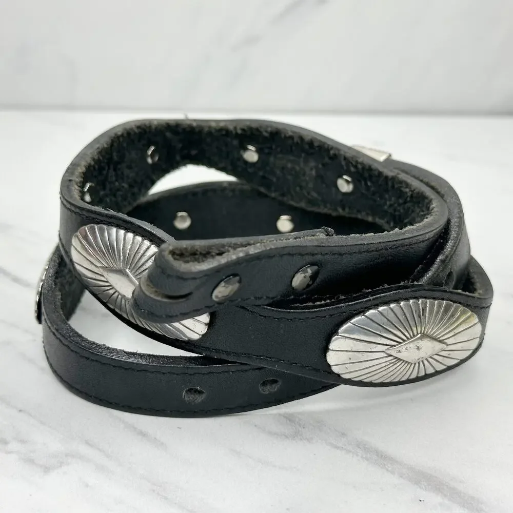 Justin Black Leather Concho Belt Strap No Buckle Size 30 ✨